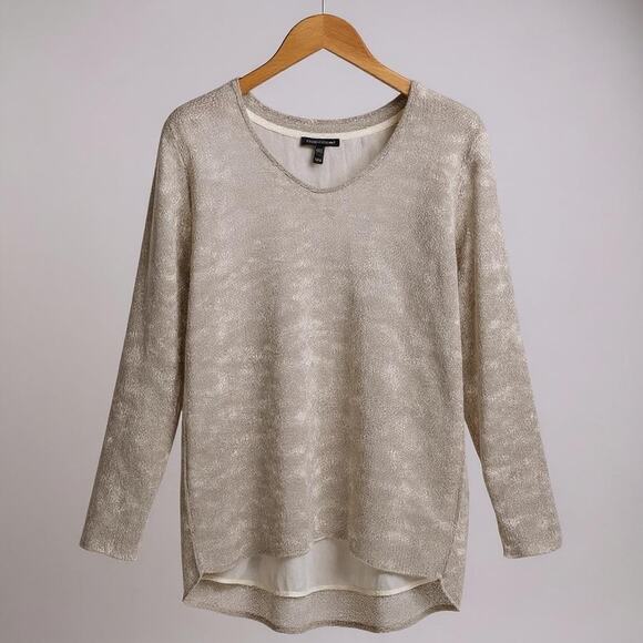 Eileen Fisher Silk Blouse with Sheer Overlay Sweater Cream - Size Medium - Picture 1 of 11